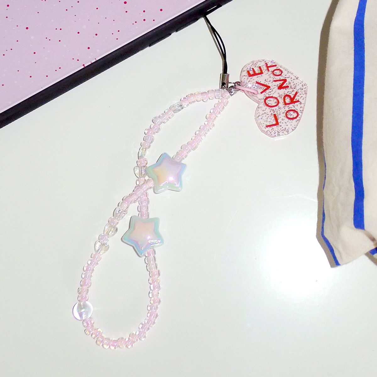 러브오낫(LOVE OR NOT) Twingkle Love-Pink Star Beads Strap 비즈스트랩