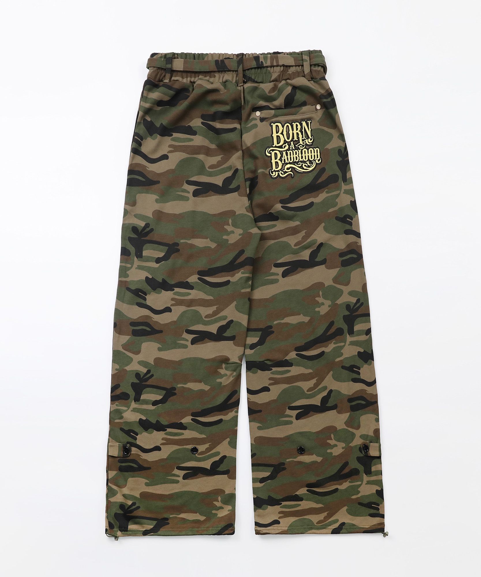 ◆BADBLOOD◆ Camo 2 Way Curved Jogger Trousers Military MUSINSA | BADBLOOD Camo 2 Way Curved Jogger Trousers - Military