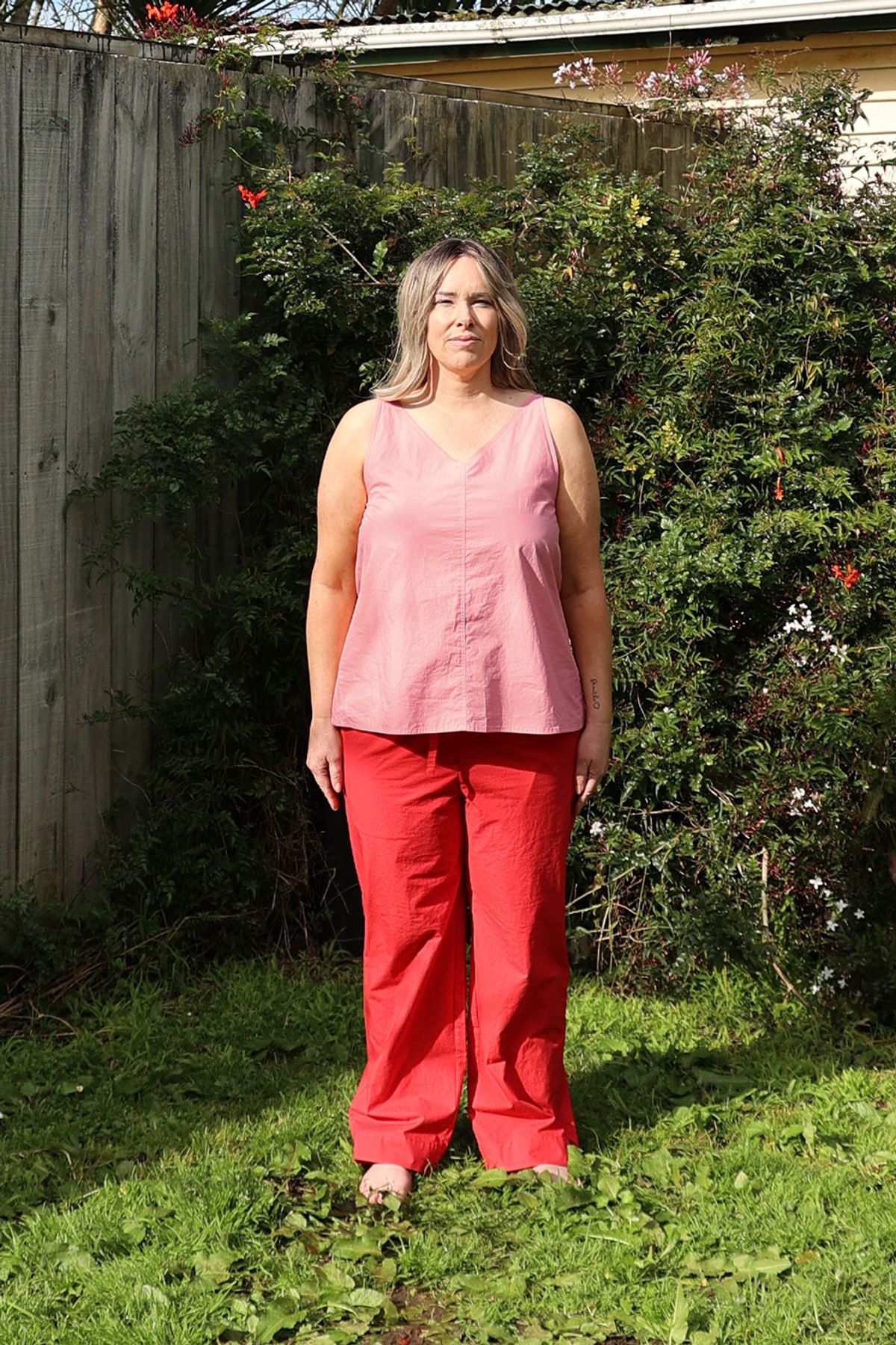 퍼즈플리즈(PAUSE PLEASE) 100% Cotton Pajamas for Woman (Peach/Red)