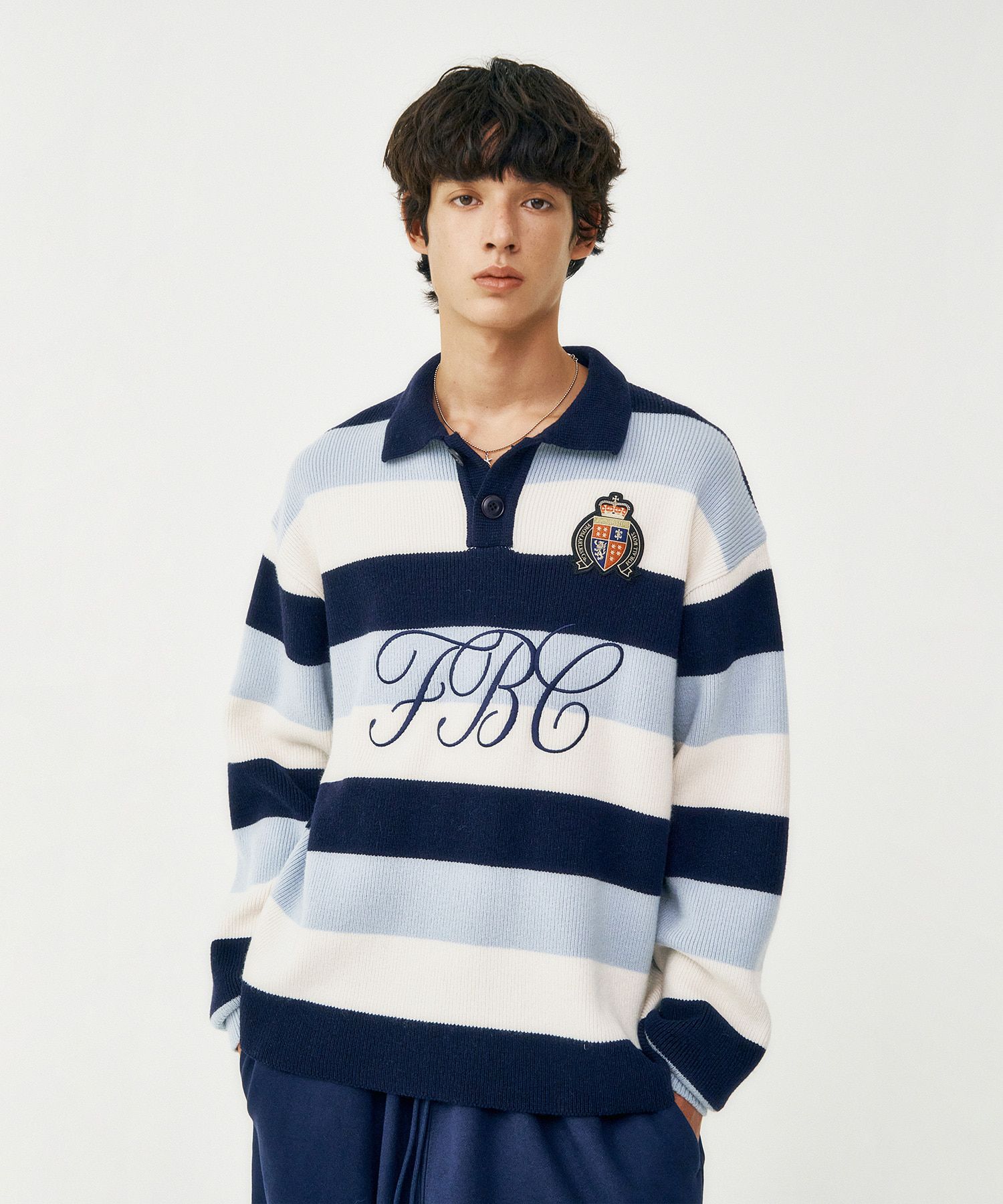 ◇1993studio◇ Applique collar rugby t-shirt sky blue MUSINSA | 1993STUDIO Applique collar rugby t-shirt_sky blue