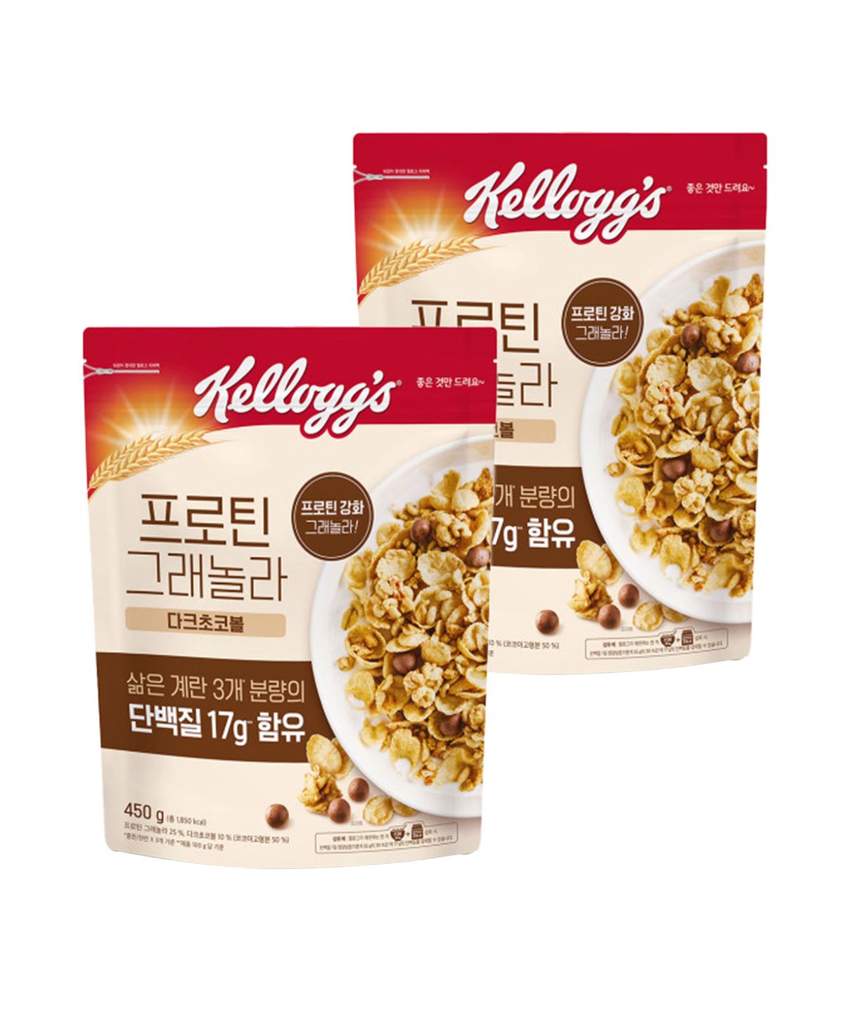 켈로그(KELLOGG) 프로틴 그래놀라 다크초코볼 시리얼 450g 2개