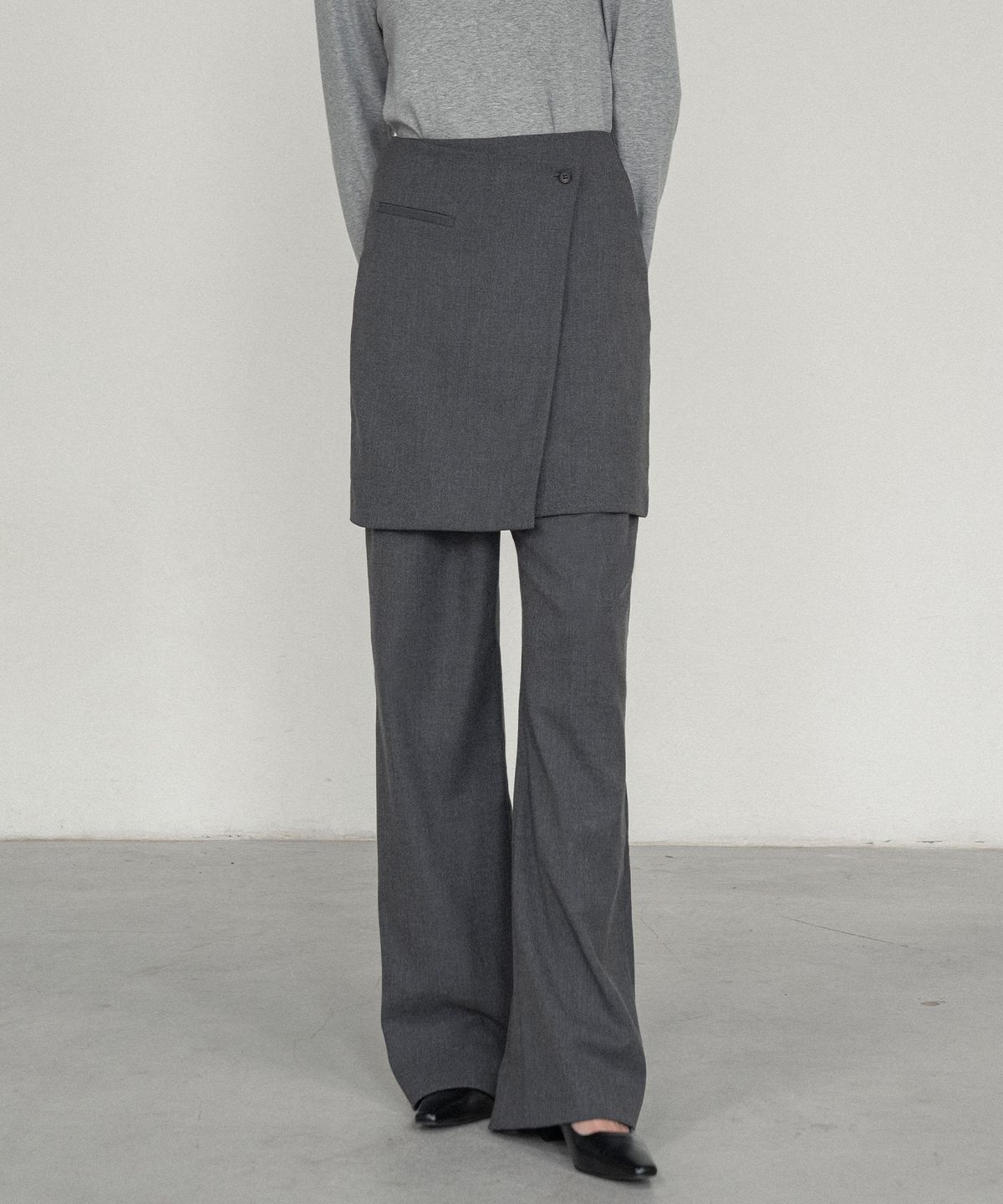 시야쥬(SIYAZU) SIST9040 모던 레이어드 스커트_Melange gray