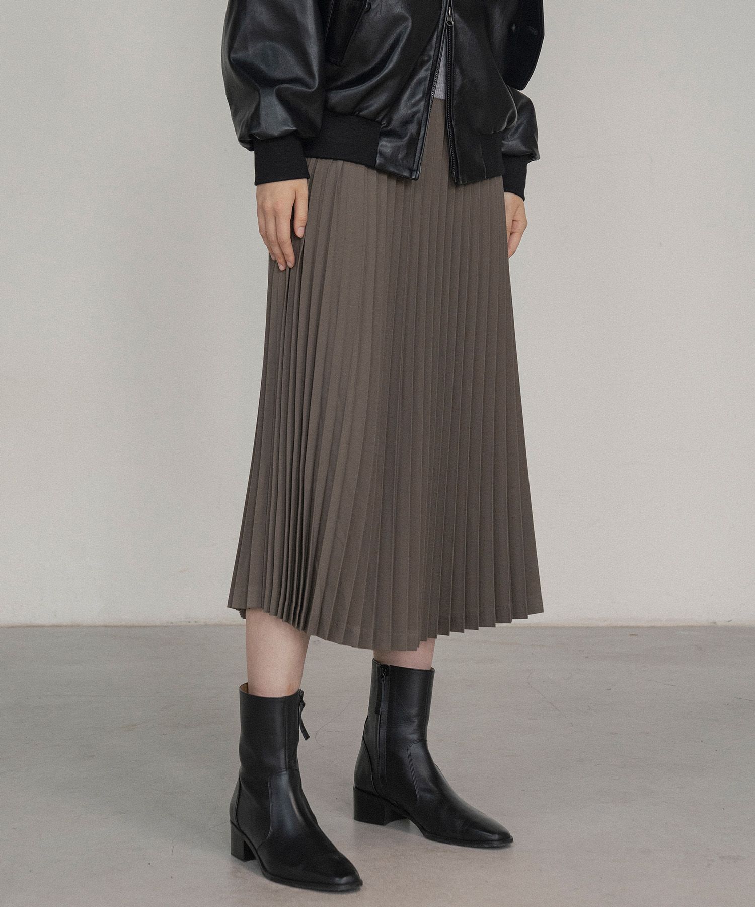 MUSINSA | SIYAZU SIST9041 Wool Blend Pleated Skirt_Khaki brown