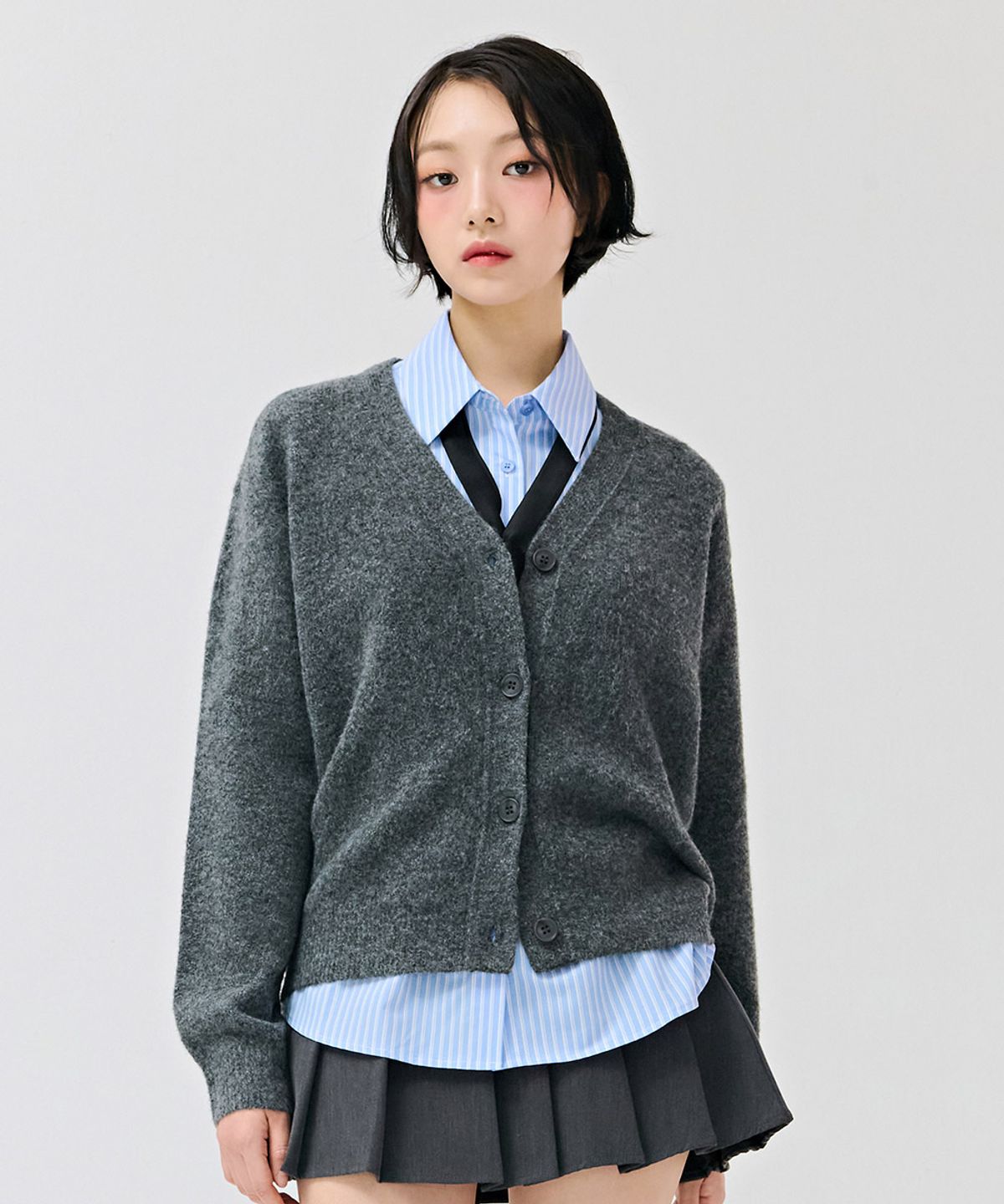 체이스컬트(CHASECULT) 여성 보카시 가디건-차콜
