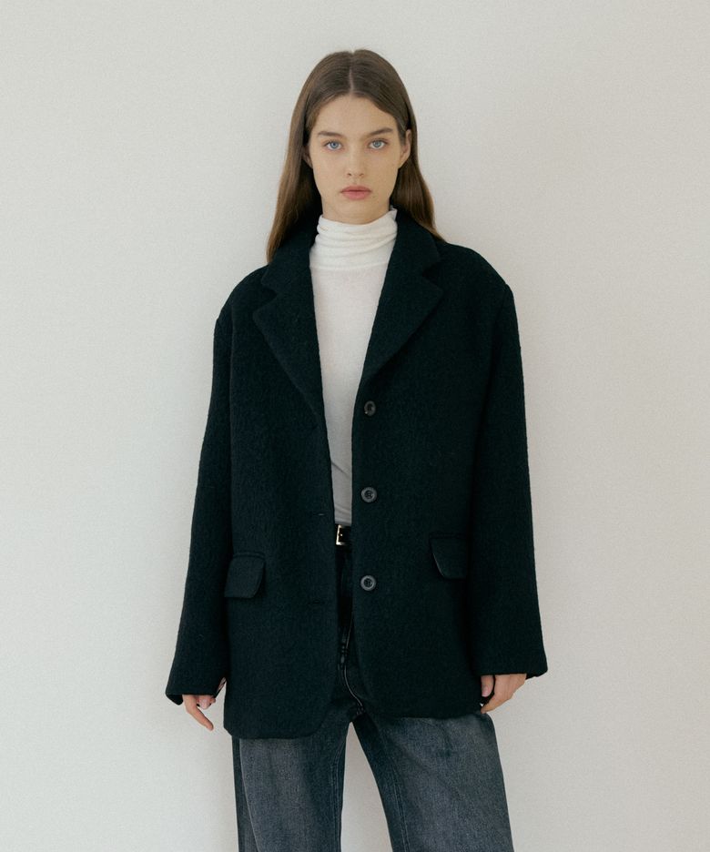 WOOL ALPACA JACKET - Black