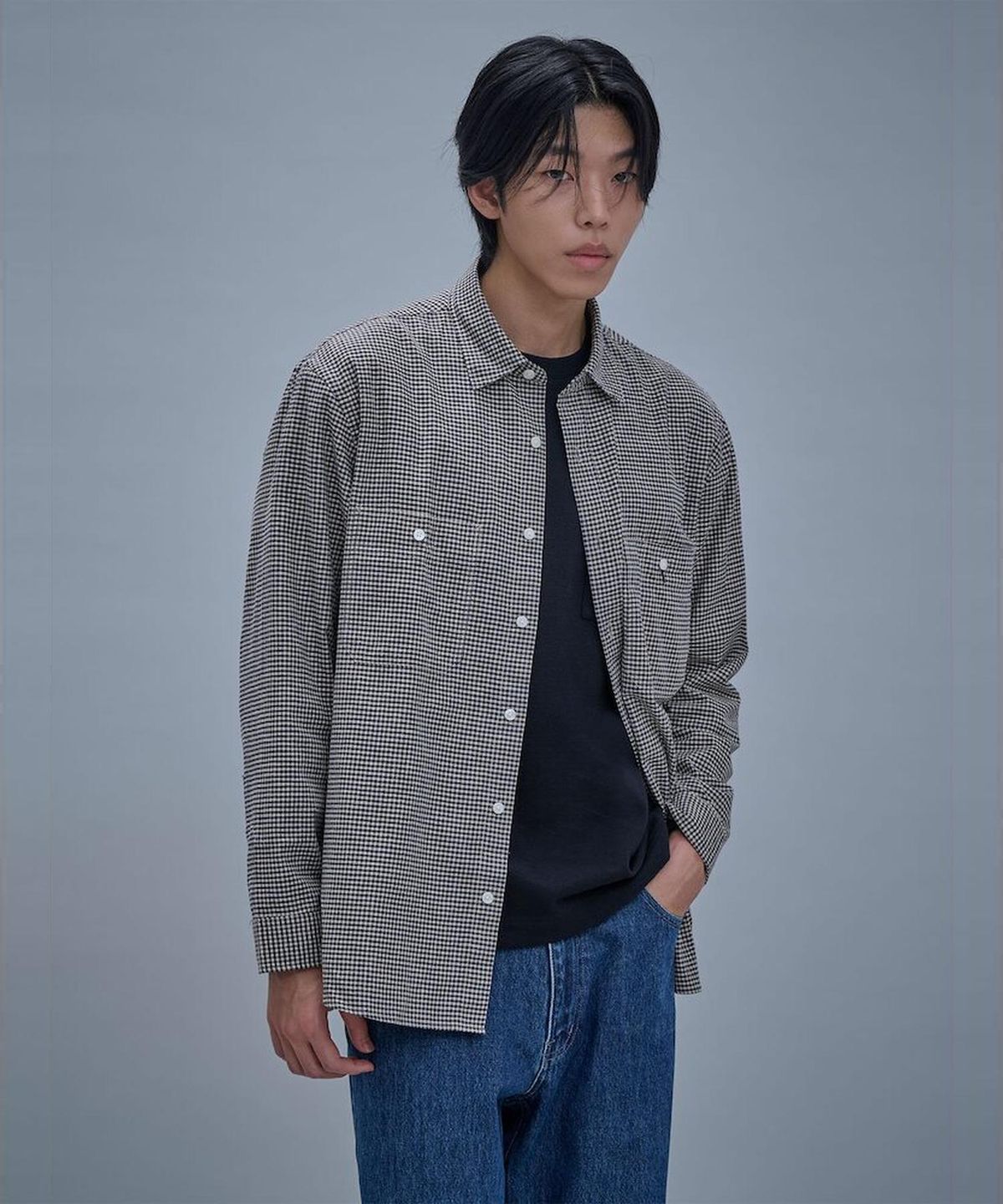 시프트지(SHIFT.G) Micropattern Cloud Shirts  Navy
