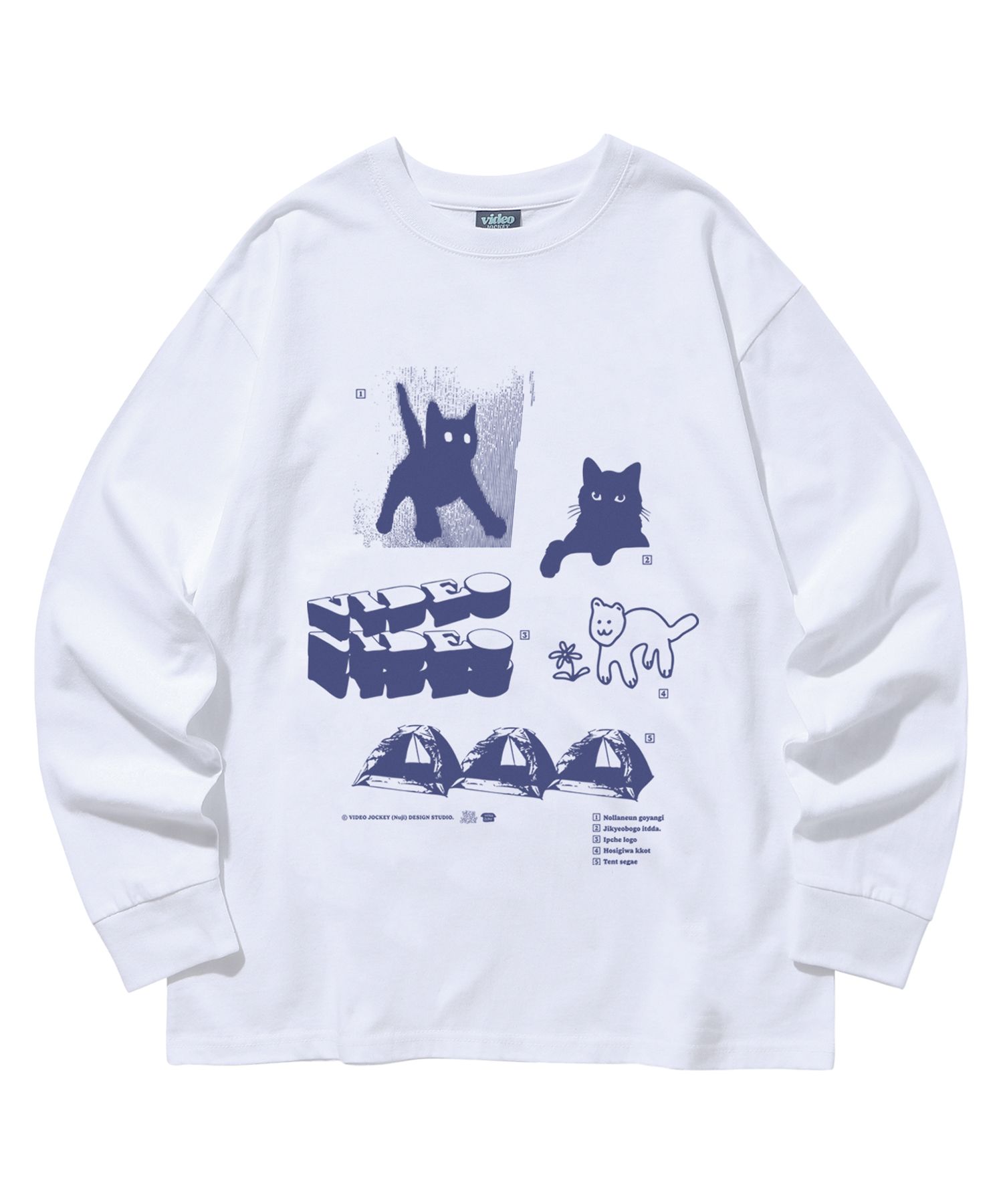 MUSINSA公式 | VIDEO JOCKEY Hipster LS T-shirt [White/Blue]