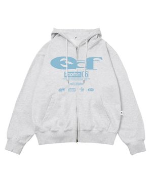 ESCF 로고 콜라주 프린트 투웨이 후드집업 화이트 멜란지