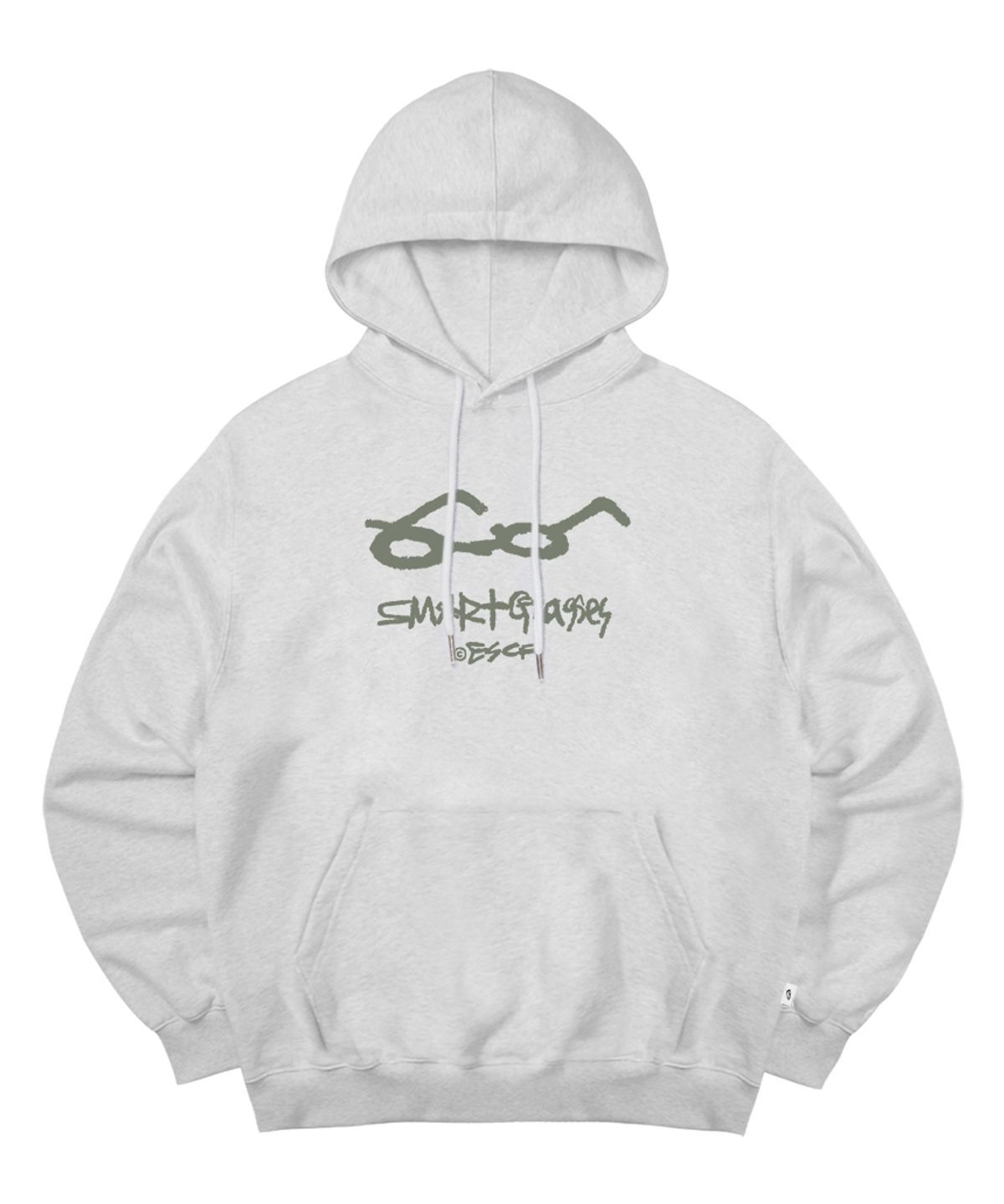 이스케이프프롬(ESCAPEFROM) 스마트 글라스 프린트 후드티 화이트멜란지