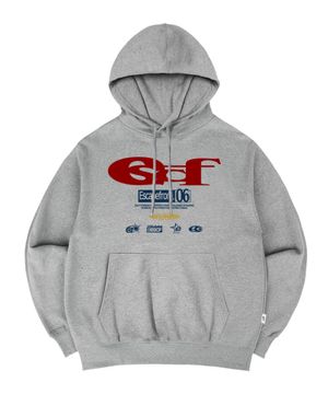 레드 ESCF 로고 콜라주 프린트 후드티 그레이