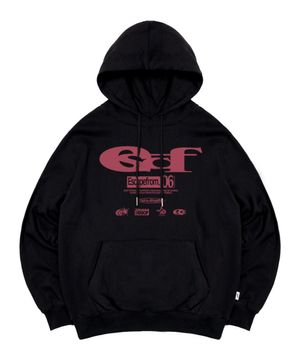 핑크 ESCF 로고 콜라주 프린트 후드티 블랙