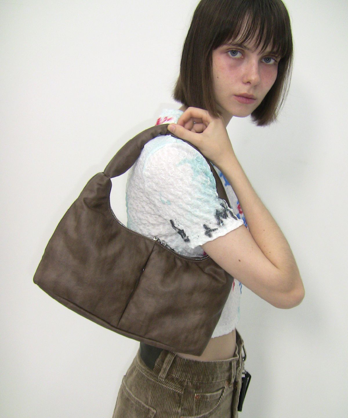 필인더블랭크(FILLINTHEBLANK) Soft Basket Hobo Bag (S)(brown)