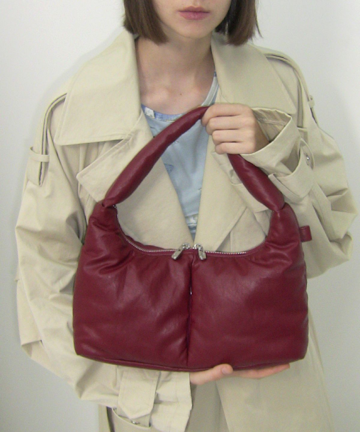 필인더블랭크(FILLINTHEBLANK) Soft Basket Hobo Bag (S)(burgundy)