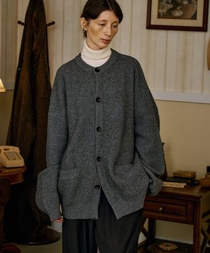 유니섹스 캐시미어 가디건 그레이