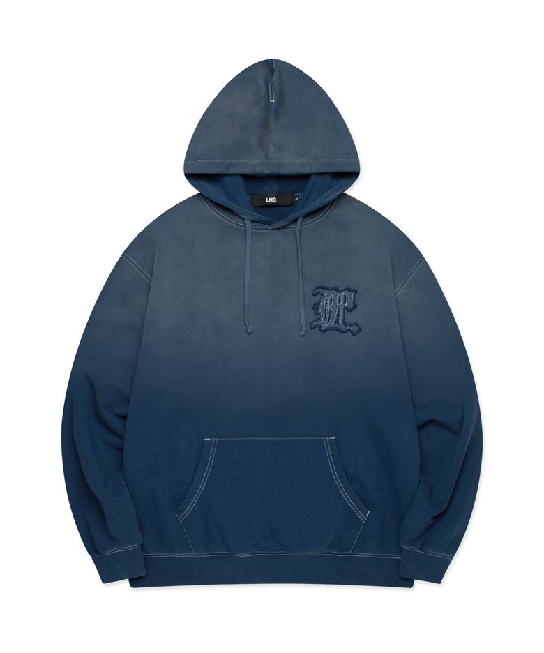 GOTHIC APPLIQUE BRUSH HOODIE dark blue