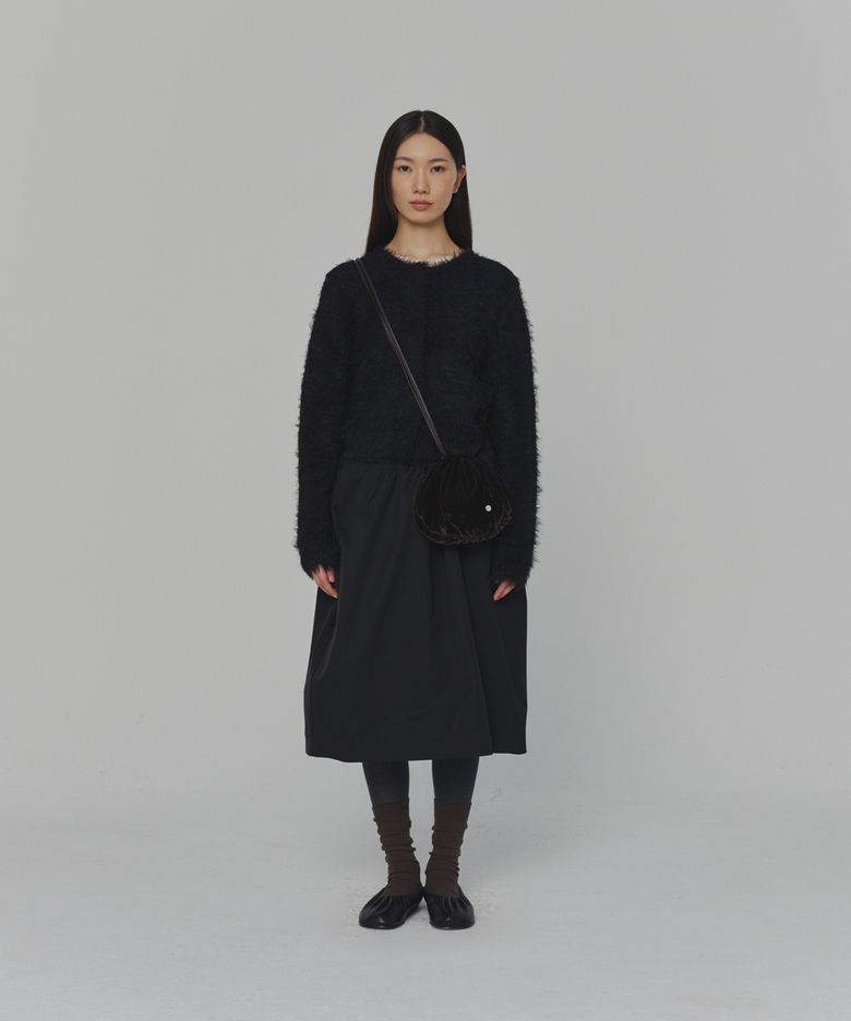SHAGGY CROPPED CARDIGAN_BLACK