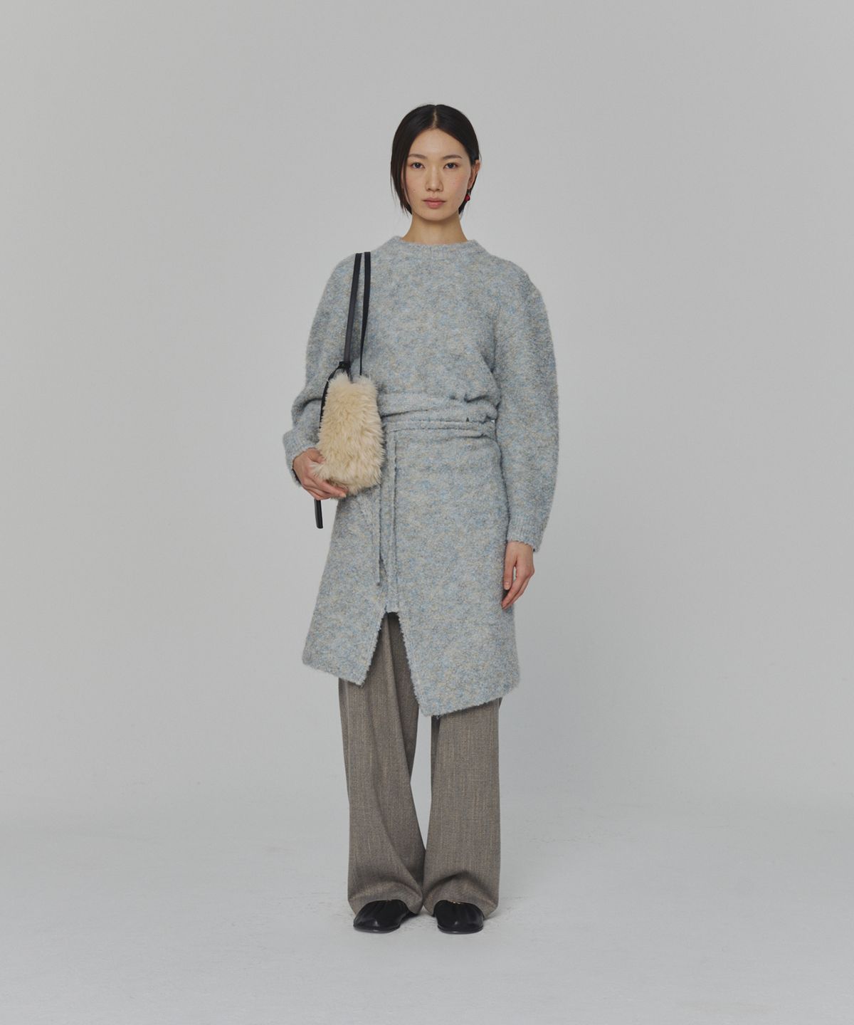 아모멘토(AMOMENTO) MIX BOUCLE WRAP SKIRT_BLUE