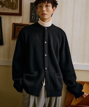 유니섹스 캐시미어 가디건 블랙