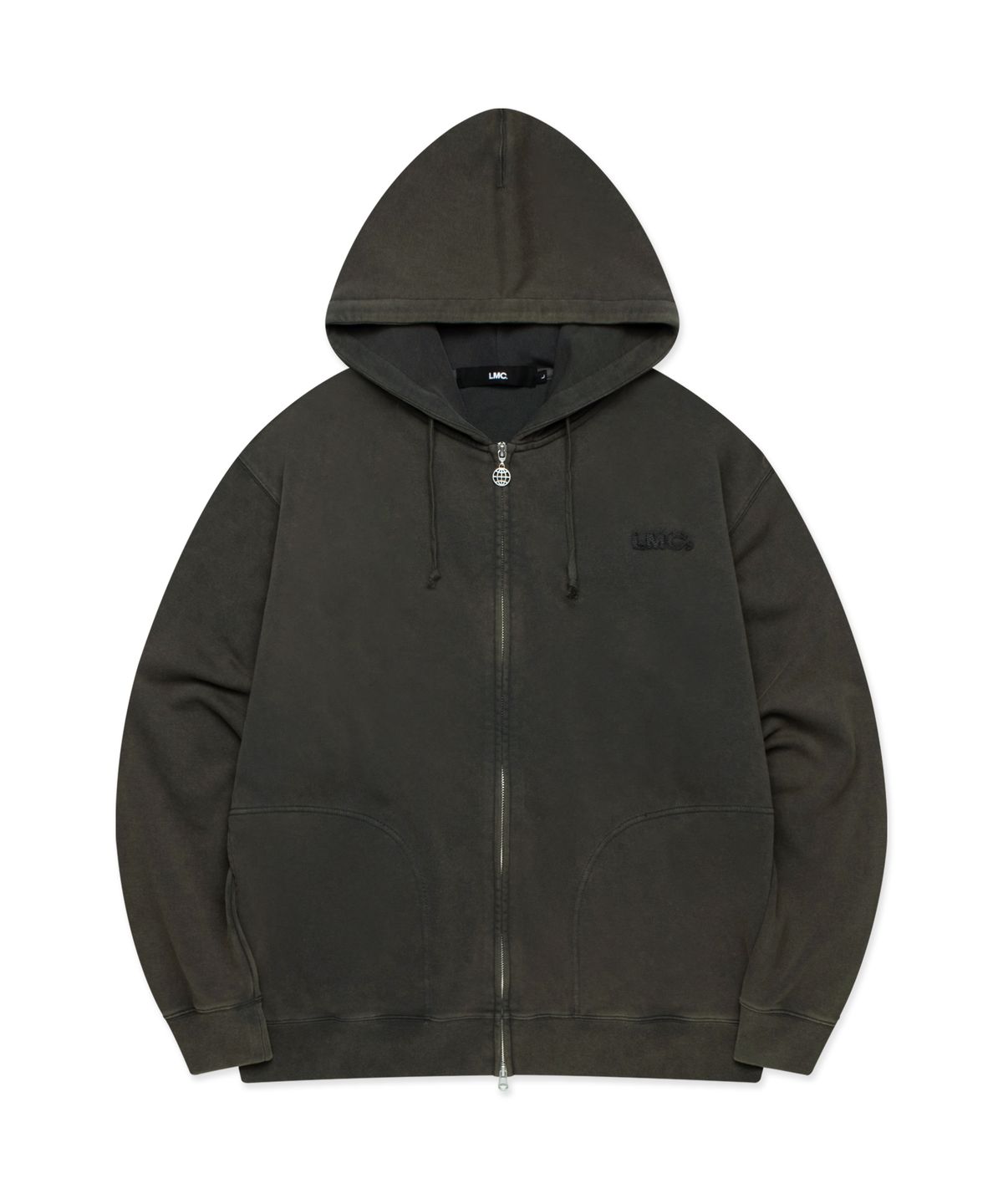 엘엠씨(LMC) WASHED OG APPLIQUE ZIP UP HOODIE charcoal