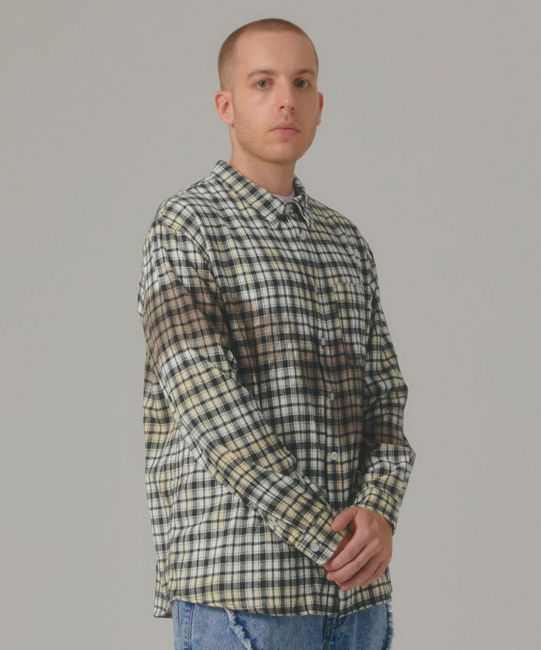 TIE DYE PLAID SHIRT sand