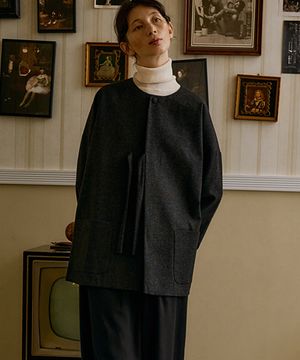 유니섹스 울 루프 자켓 차콜