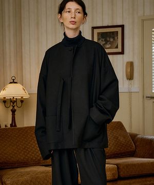 유니섹스 울 루프 자켓 블랙