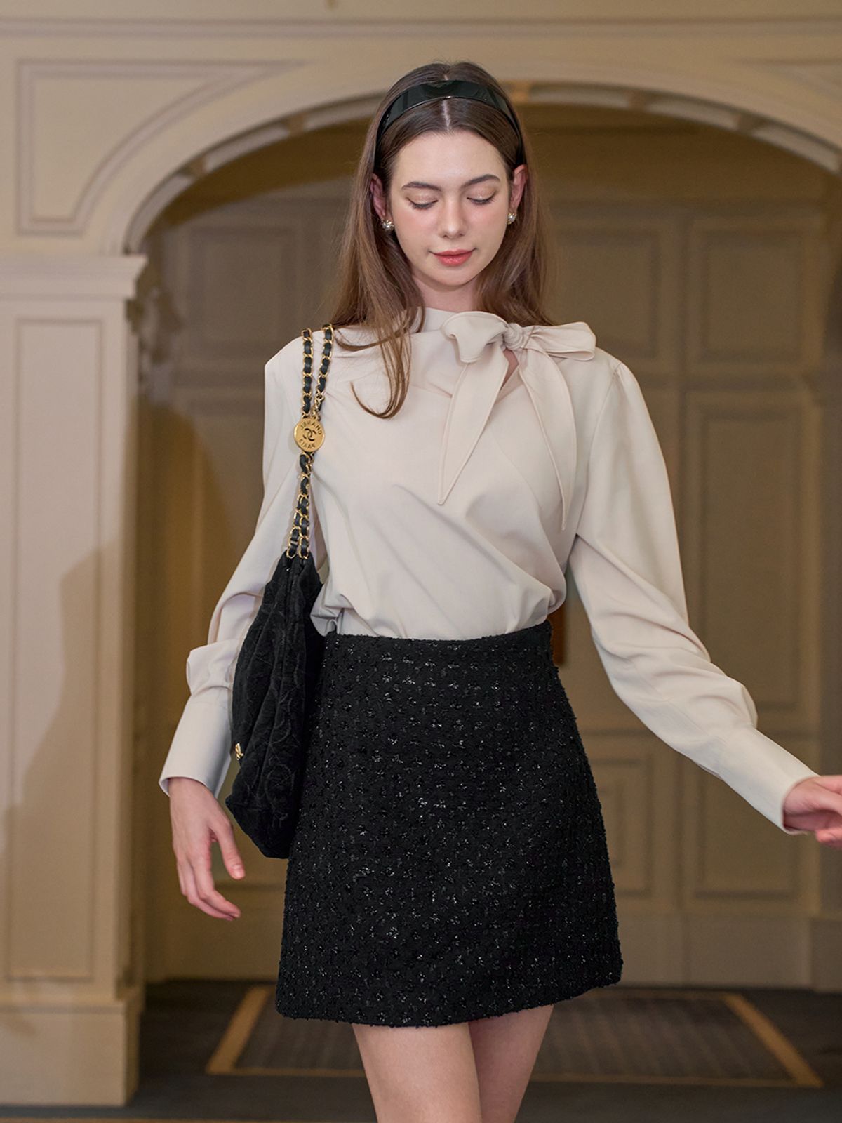 랭앤루(LANGNLU) IVY Tie Blouse(아이비)_BUTTER