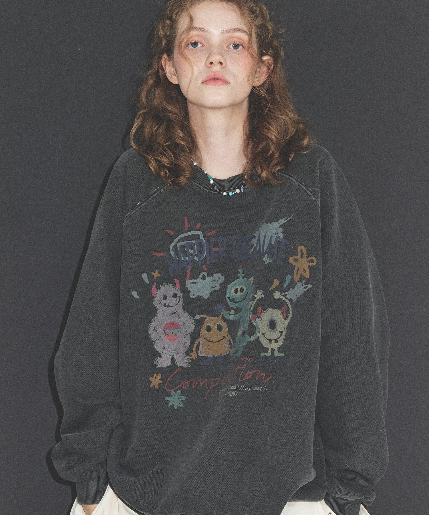 【CPGN STUDIO】WAVE aesthetic Pigment Sweatshirt MUSINSA | CPGN STUDIO happy day pigment sweatshirt smoke black