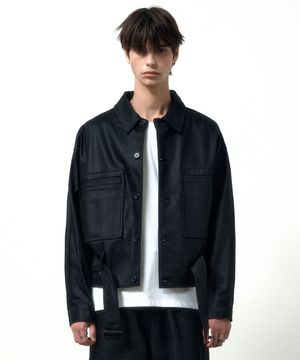 BLACK COATING DENIM TRUCKER