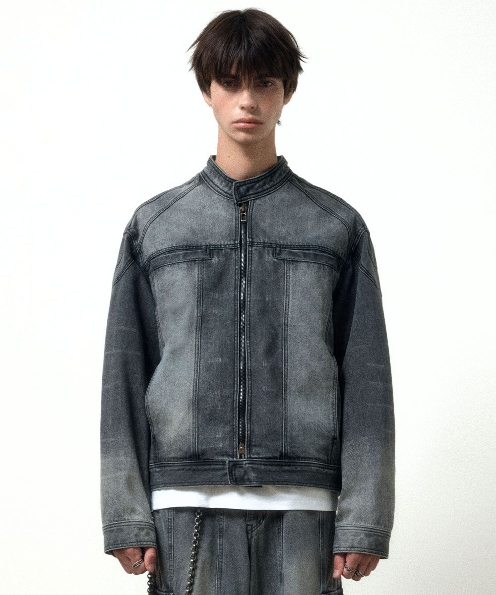 【MAISON MINED】23SS★ SNAP BIKER DENIM JACKET MUSINSA | MAISON MINED SNAP BIKER DENIM JACKET GREY