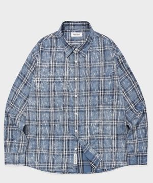SP 오버 다이드 체크 오버핏 셔츠 블루