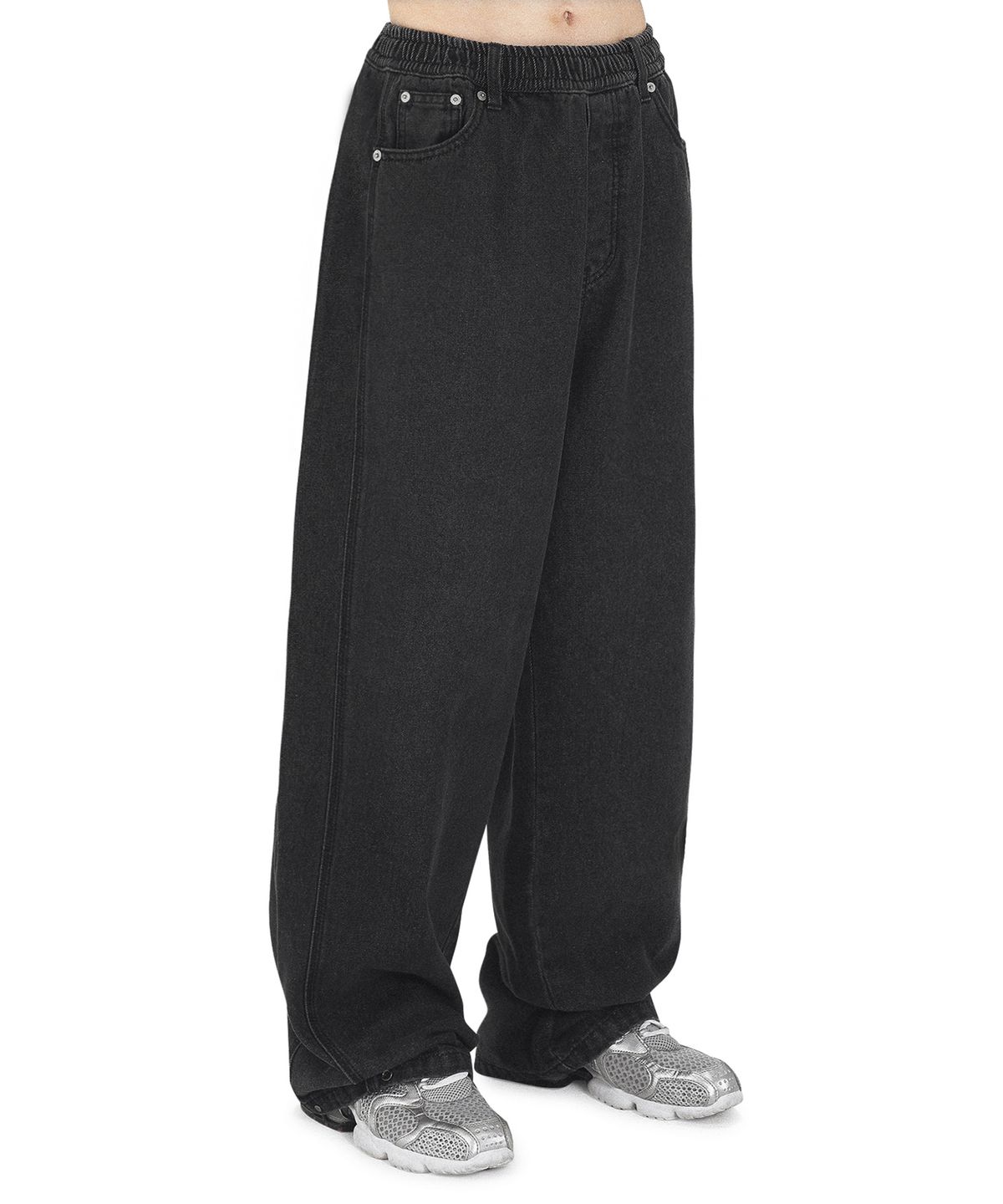 오픈야드(오와이)(OPENYARD(OY)) WASHED SNAP DENIM PANTS - BLACK