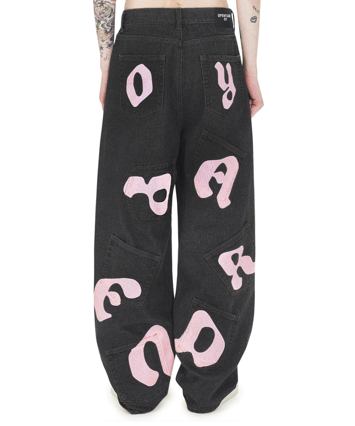 오픈야드(오와이)(OPENYARD(OY)) LOGO EIGHT POCKET DENIM BAGGY PANTS - WASHED BLACK