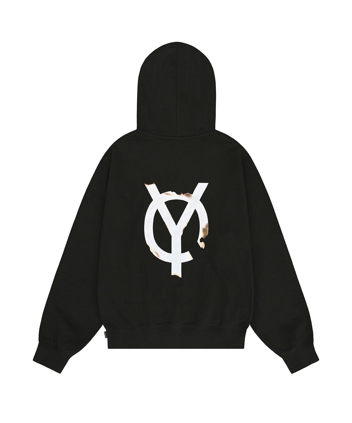 오픈야드(오와이)(OPENYARD(OY)) BURNING LOGO HOODIE - BLACK