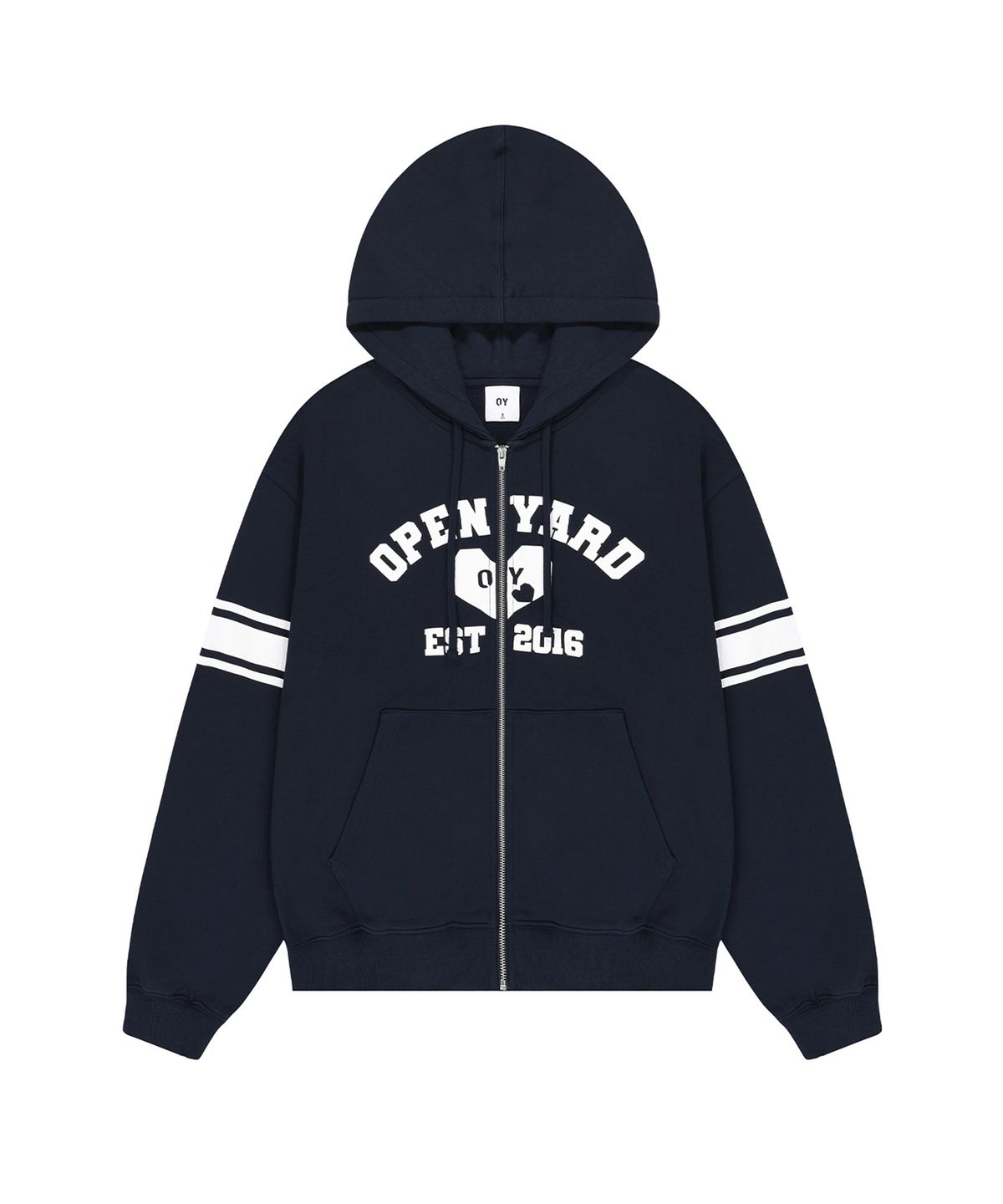오픈야드(오와이)(OPENYARD(OY)) COLLEGE HEART HOODIE ZIP UP - NAVY