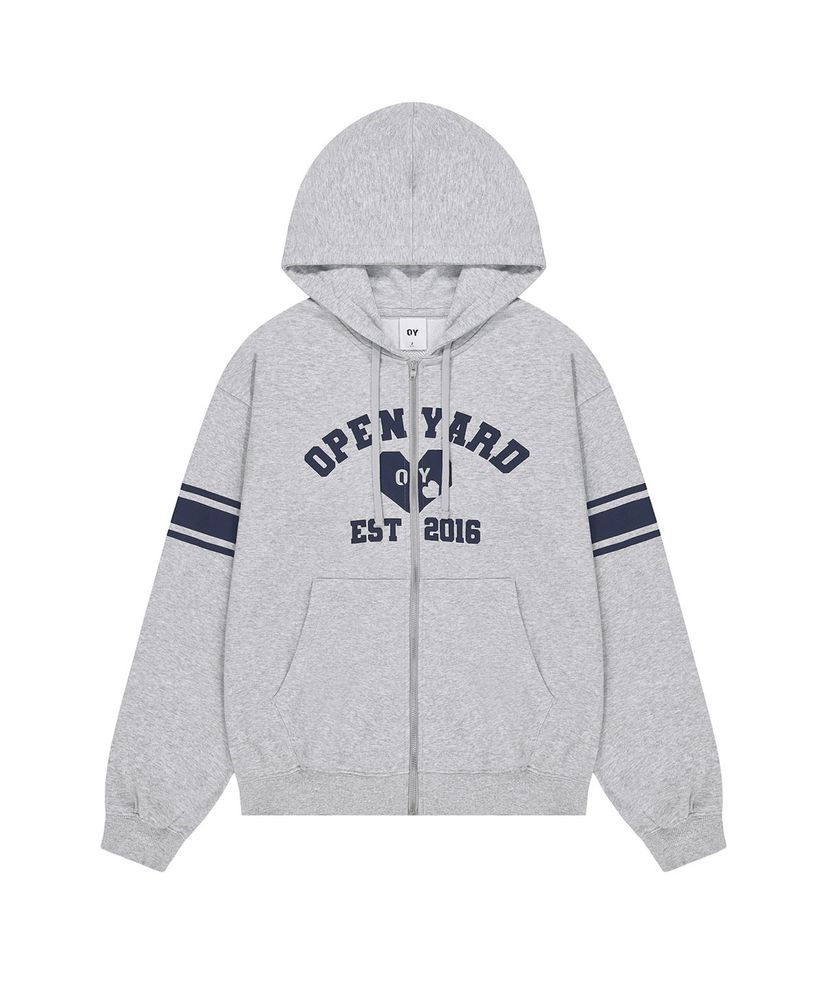 오픈야드(오와이)(OPENYARD(OY)) COLLEGE HEART HOODIE ZIP UP - MID MELANGE