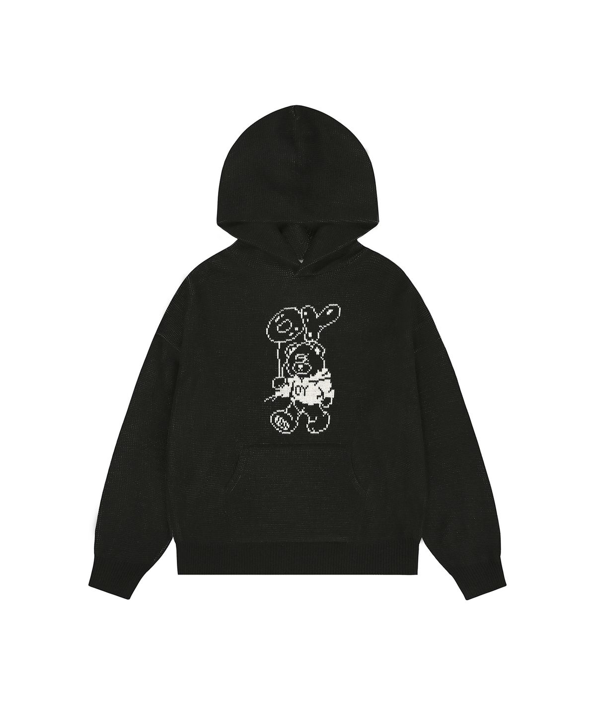 오픈야드(오와이)(OPENYARD(OY)) BALLOON ODOLLY KNIT HOODIE - BLACK