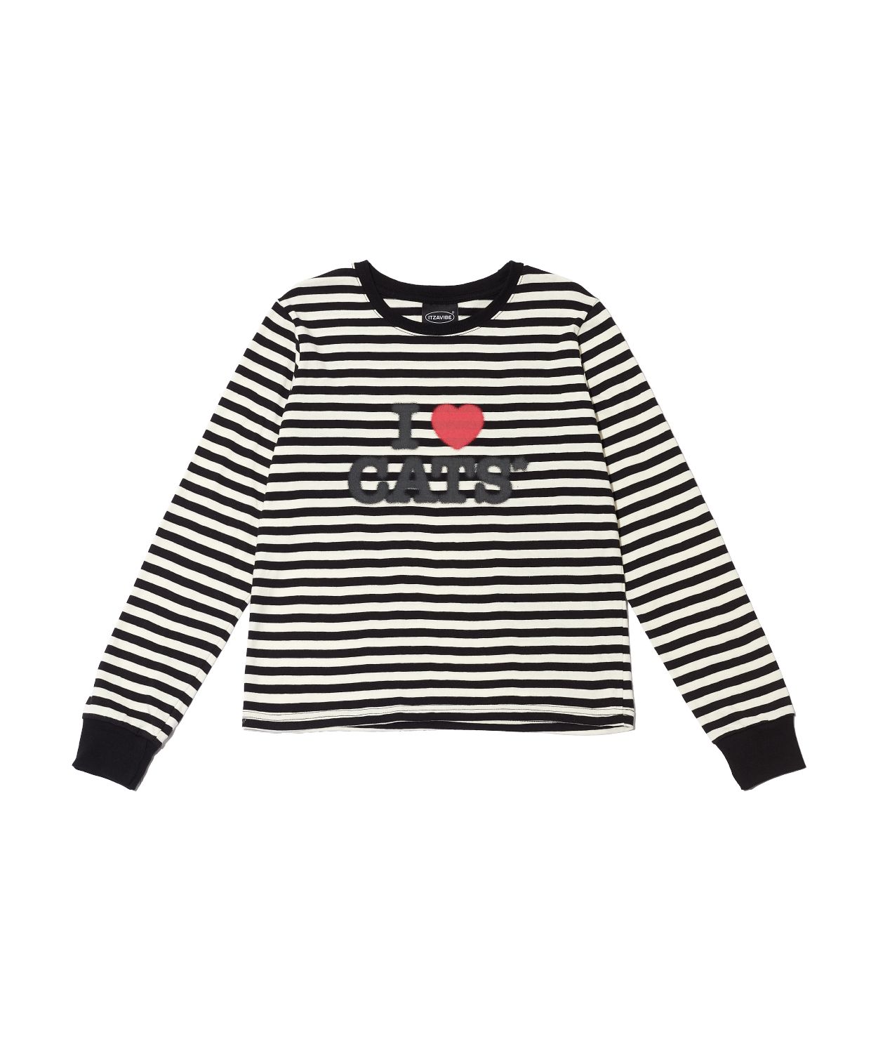 MUSINSA | ITZAVIBE I LOVE CATS STRIPE SLIM LONG SLEEVE
