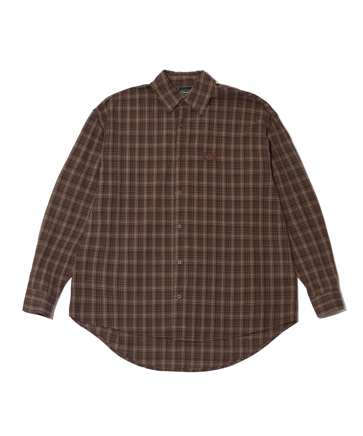 MUSINSA | ITZAVIBE ITZ MINI LOGO CHECK SHIRT - BROWN