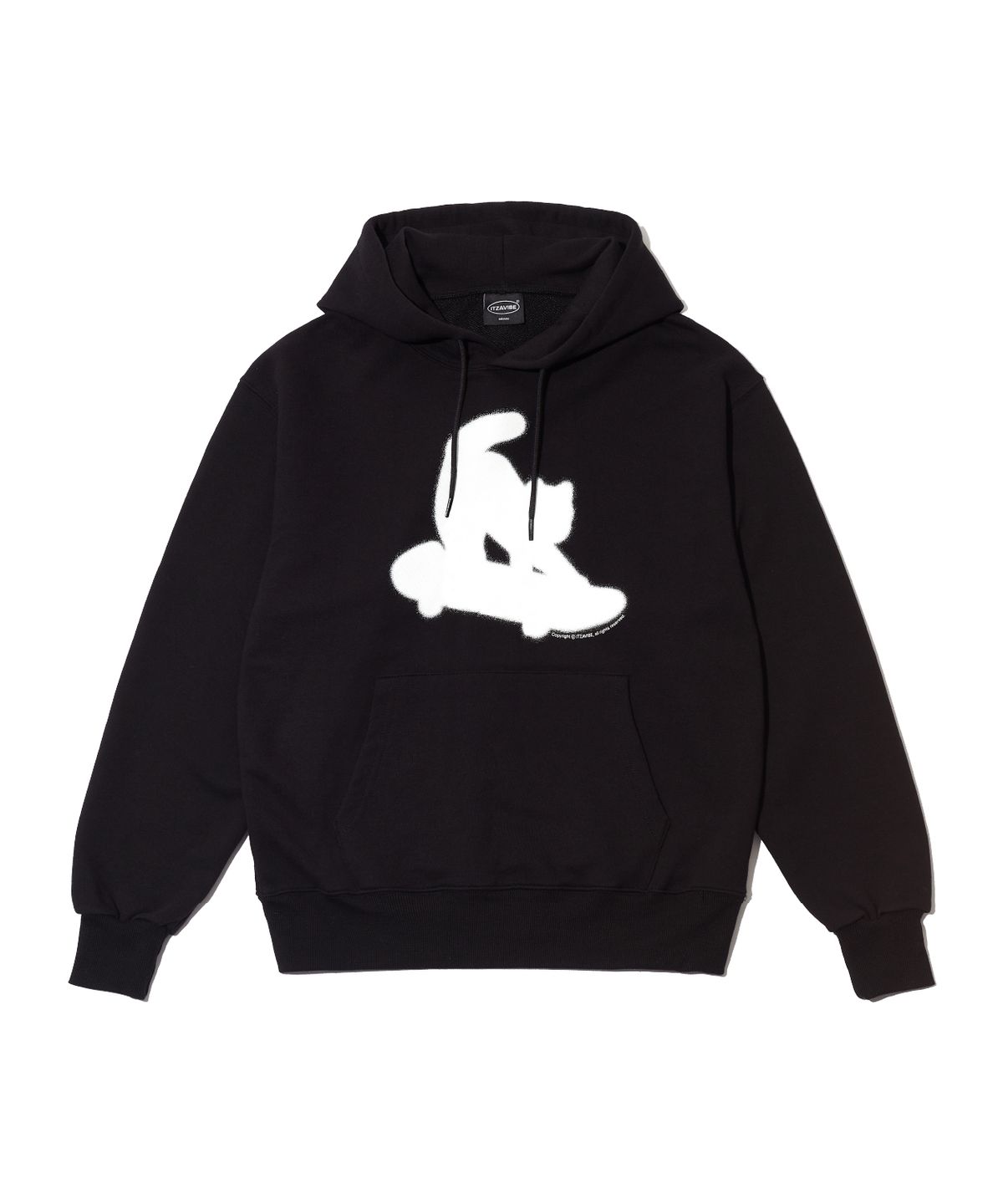 잇자바이브(ITZAVIBE) SKATEBOARDING CAT HOODIE - BLACK