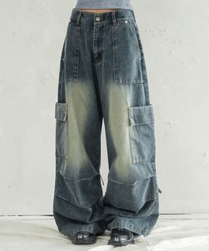 Accent Back String Pants BLUE