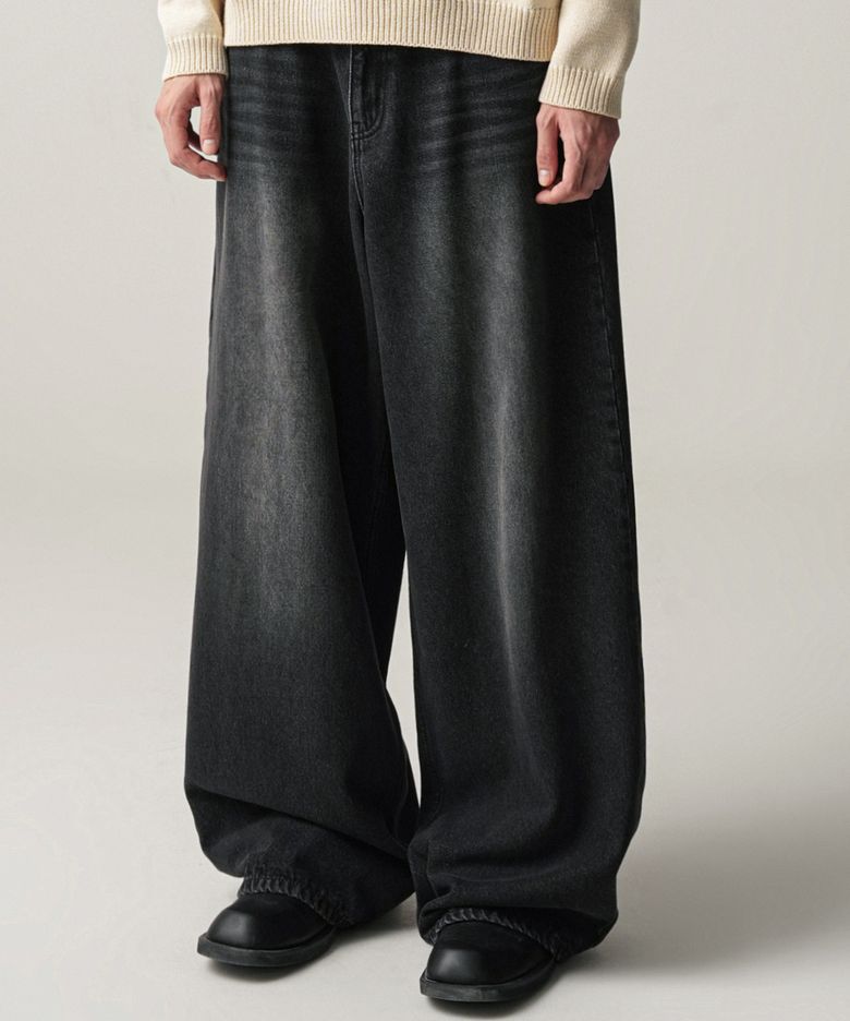 Basic Brush Daily Wide Pants BLACK