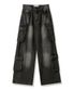 Ribbon Wide Cargo Pants BLACK