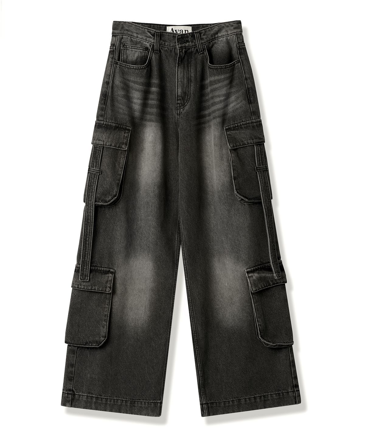 어반드레스(AVANDRESS) Ribbon Wide Cargo Pants BLACK