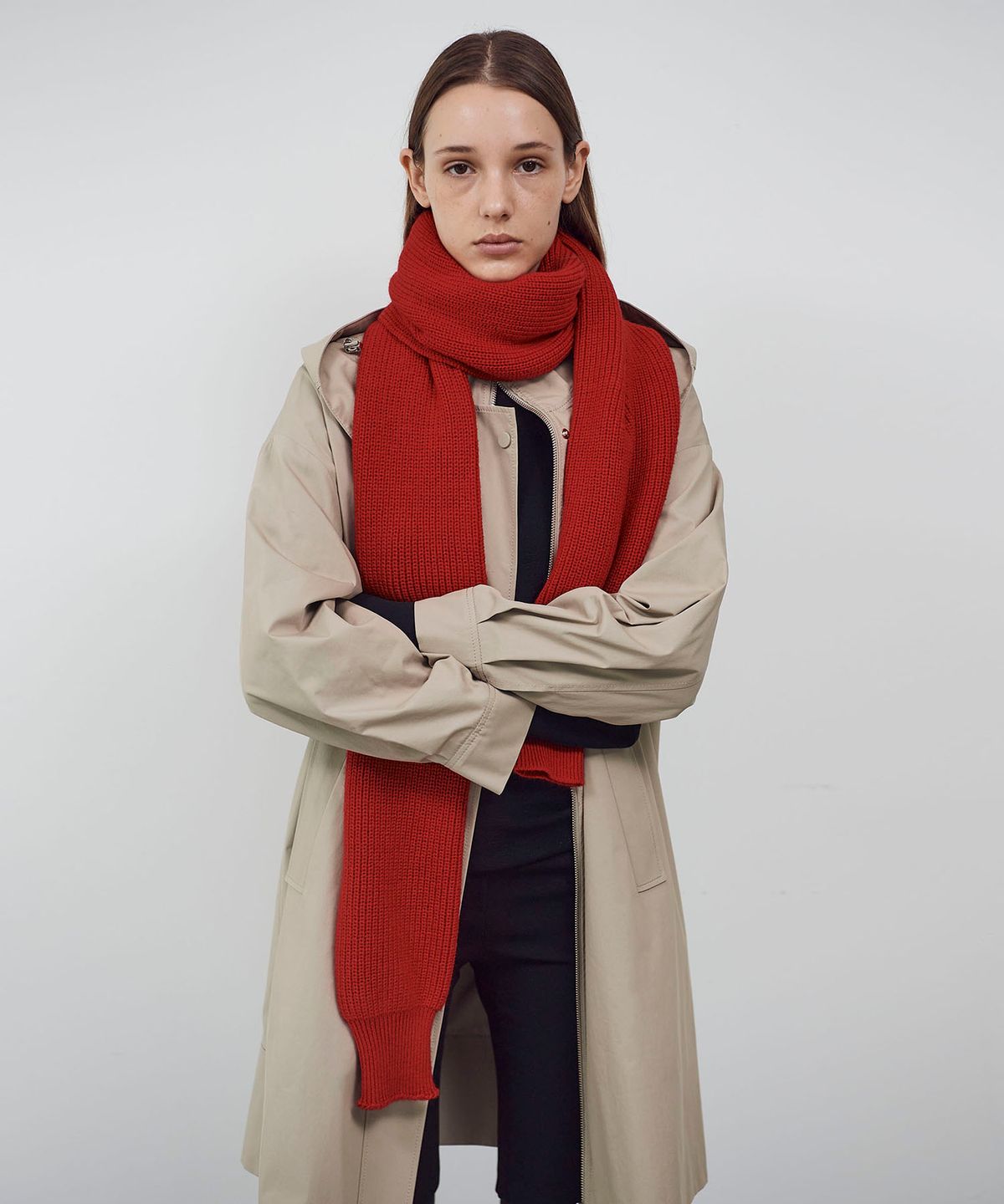 씨커슨(CKUSUN) SLEEVE  KNIT MUFFLER - RED