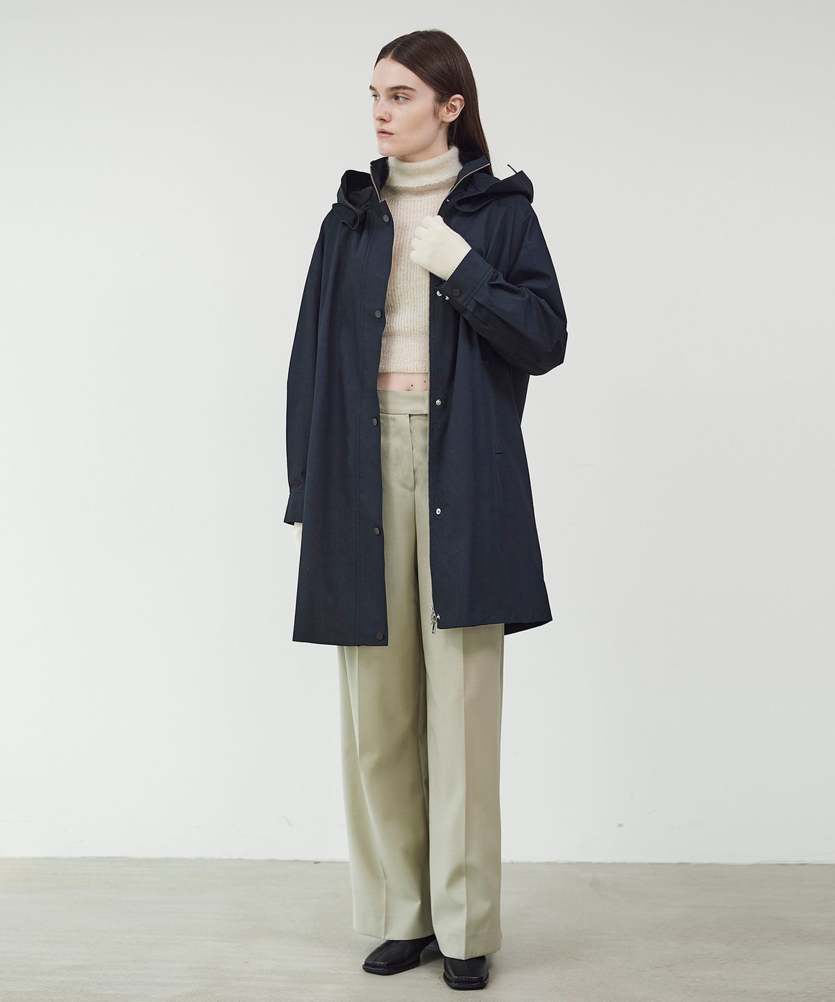 씨커슨(CKUSUN) HOOD DETACHABLE OVAL COAT - NAVY