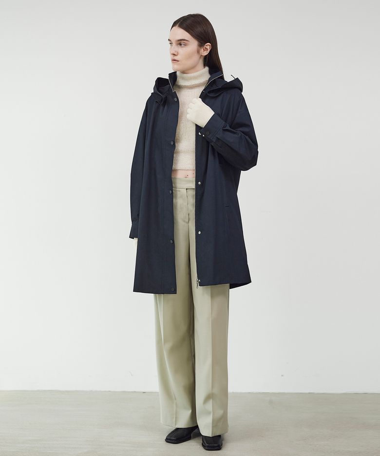 HOOD DETACHABLE OVAL COAT - NAVY