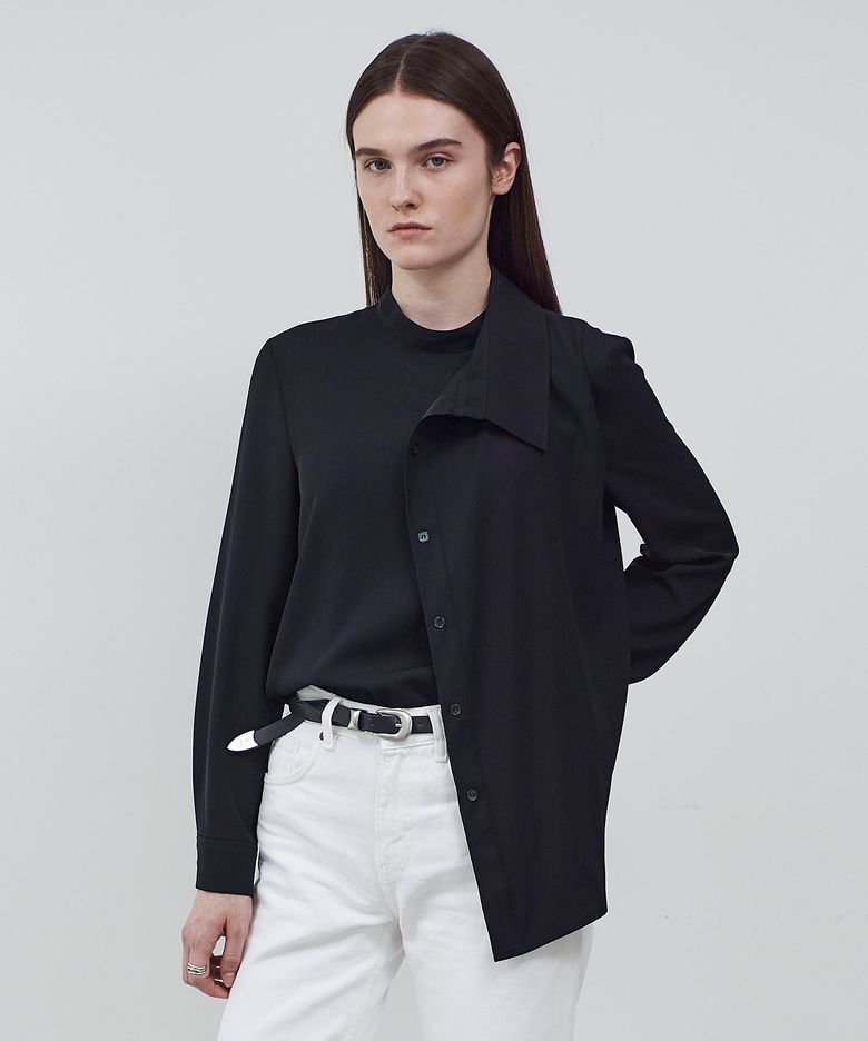 PANEL BLOCK BLOUSE - BLACK