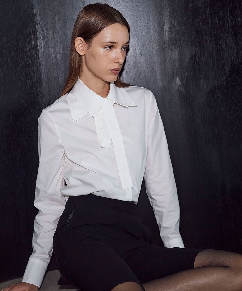 DETACHABLE TIE-COLLAR SHIRT - WHITE