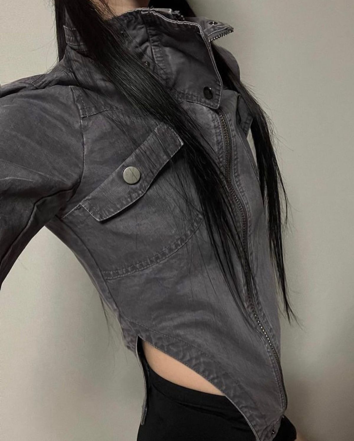딥인블루(DEEPINBLUE) BODYSUIT JACKET WASHED CHARCOAL